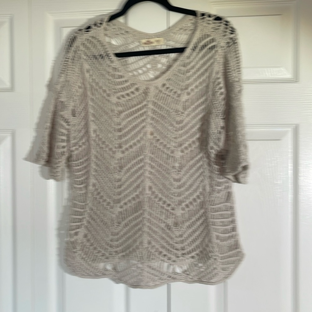 Hollister Tan Open Weave Top S